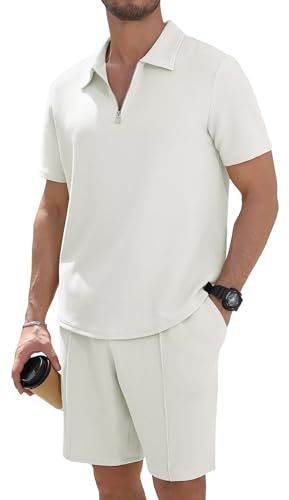 Anelune Trainingsanzug Herren Sommer 2-teilig, Sommer Outfit Herren | Zweiteiler, Sommer Set, Kurzarm T-Shirt & Kurze Hose, Sportanzug für Fitness, Freizeit & Alltag, Atmungsaktiv & Leicht