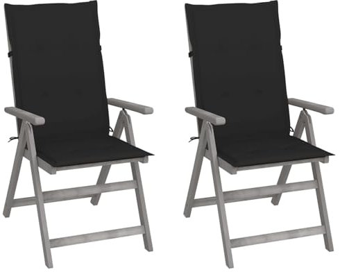 Xichuzi Verstellbare Gartenstühle 2 STK. mit Auflagen, Gartenmöbel, Balkonstühle, Balkonmöbel, Bistrostuhl, Balkonset, Garten Stühle, Sit Möbel, Armlehnenstuhl, Massivholz Akazie