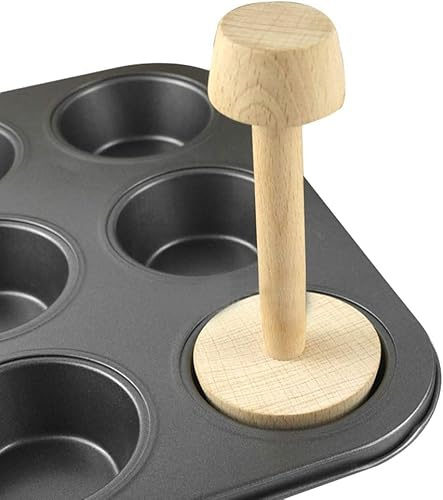 Clockjuan Wooden Tart Pastry Double Side Egg Tamper Mold DIY Cake Pastry Pusher for Kitchen Party Baking Tools, Pie, and Quiche Pans Tools
