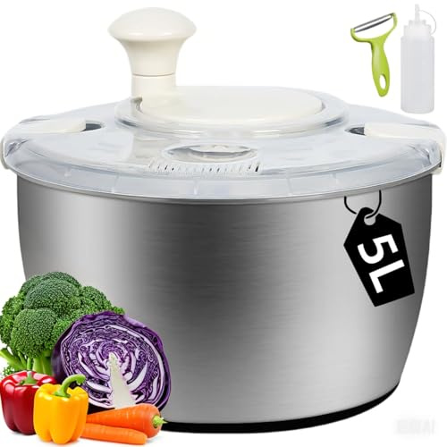 GROWZELT Centrifuga per insalata in acciaio inox, 4,5 l (4,5 L)