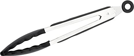 SAGELSHN Kitchen Cooking Tongs Toaster Tongs Silicone Kitchen Tongs, Serving Tongs For Cooking, Stainless Steel BBQ Cooking Grilling Locking Food Tongs Food Tongs For Meat(Black)