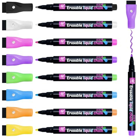 Keukenket 8 Farben Whiteboard Stifte Mit Radiergummi, Magnetische Whiteboard Marker, Dry Erase Marker Feiner Spitze Für White Board,Karton, Glasfenster, Spiegel und Büroglastüren sowie Plantafeln