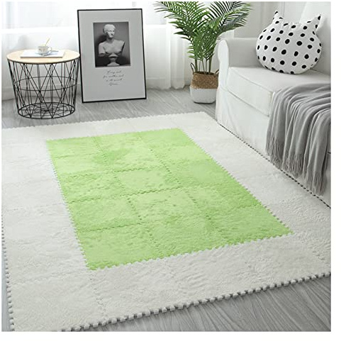 Weiche, ineinandergreifende Teppichfliesen, Plüschschaum-Quadrat-Fußmatten-Set, flauschige Puzzle-Teppiche, 1 cm dick, 30 x 30 cm, 9 Fliesen, Puzzlematte