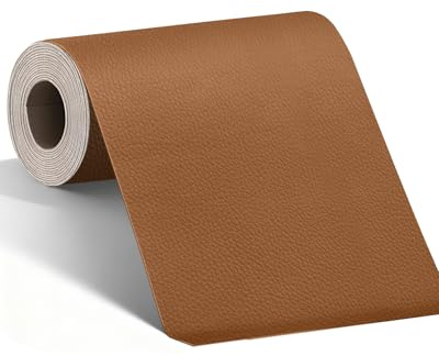 BOUYEER Cuero Adhesivo Para Tapizar, 80x180 CM Polipiel Adhesiva Para Tapizar, Set de Reparación Ecológico e Inodoro para Muebles/Sofá/Asientos de Auto/Bolsos/Restauración, Marrón claro