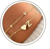 Turandoss Bracelet Lettre Initiales Femme Or Z Lettre Bracelet Personnalisé, Bijoux Cadeaux pour Femme, Petite Amie, épouse, Adolescente Cadeau Fille