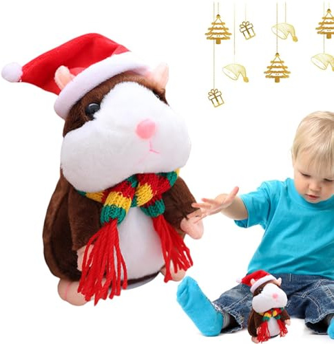 Talking Hamster, Pet Talking Record, Automatic Shaking Head Electronic Pet with Hat and Scarf Learning Tool for Playroom Family Game Night Birthday Party Christmas