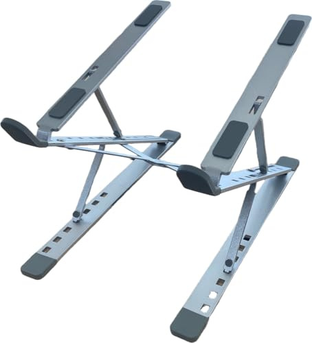 ENDABUY® Soporte Portátil de Mesa. Laptop Stand. Doble Altura. 9+7 Ángulos Ajustables. Aluminio de Calidad. Ventila y disipa el Calor. Macbook, Macbook Air, iPad iTablets 10-17”. Plegable.