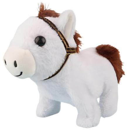 Generisch Cheval en peluche, électrique, doux, réconfortant, pour chambre d'enfant, salon, bureau, voiture, canapé, lit, temps de jeu, sommeil, voyage, cadeau d'anniversaire