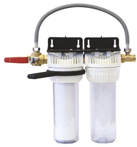 AQUAWATER - Station Filtre Double Anti-Tartre Avec By-Pass Breveté - 9''3/4 - Équerre De Fixation Et Clé De Desserrage Incluses - Blanc - Débit Max 1,5 m3/h - 12 mois | Une protection longue durée contre les impuretés et le tartre, avec changement de cartouches rapide sans couper l'eau !
