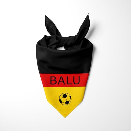 Personalisiertes Hundebandana mit Namen – Individuelles Hundehalstuch mit Wunschtext & Symbol – Waschbar – hergestellt & personalisiert in der EU (L, Deutschland Flagge)