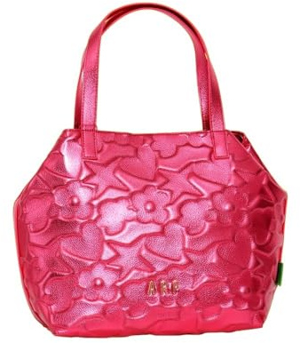 Agatha Ruiz de la Prada Bolso Tote en color fucsia metalizado con iconos grabados
