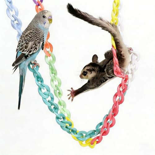 200 PCS Plastic Chain Links Rainbow C-Clips – Interlocking DIY Bird Cage Accessories & Sugar Glider Toys for Parakeets, Cockatiels, Small Pets, Kids Learning