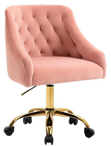 Fiximaster Samt Bürostuhl, Ergonomischer Schreibtischstuhl Samt mit Rollen, Höhenverstellbarer Drehstuhl Schminktisch für Homeoffice & Mädchen, Modern Glam Design Sessel Belastbar bis 135 kg