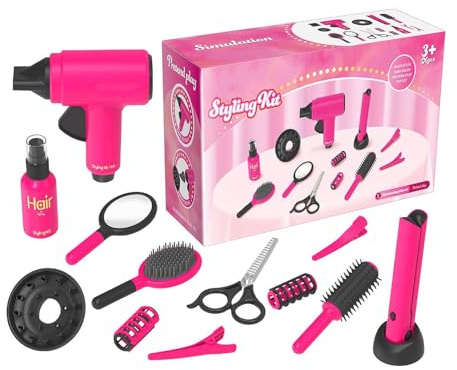 Hårfrisörskalekleksaker för Flickor 14-Delars Låtsasutklädningsleksaksset | Flickors Hårstyling Kit för Resa Förskola
