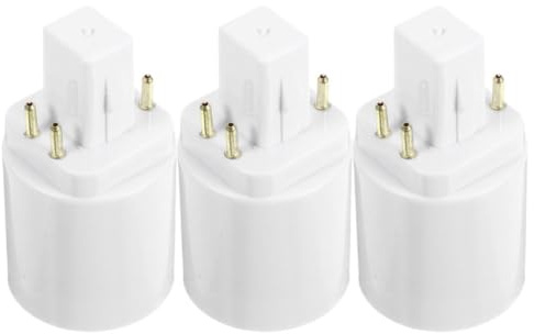 Cabilock Adattatore per Lampadina G24q a E27 3 Pezzi, Base Lampada 4 Pin, Plastico Bianco, Installazione Facile, per Uffici e Spazi Commerciali