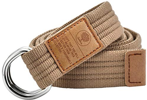 KYEYGWO Canvas Gürtel Doppel D-Ringe Schnalle für Herren Damen, Hellbraun