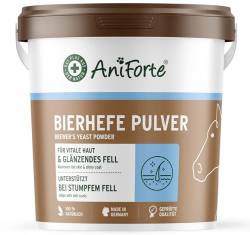 AniForte Reine Bierhefe für Pferde 2,5kg - Vitale Haut & glänzendes Fell, Pferde Bierhefe Pulver reich an B-Vitaminen für gesunden Fellglanz, unterstützt die Verdauung