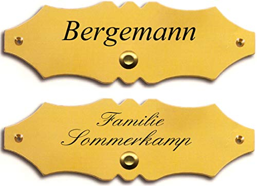 Klingelschild-Namensschild-Türschild-Türklingel-Klingel-Schild-180 x 60 mm-Messing poliert oder matt gebürstet Nr. 13 (Messing poliert mit 1 Zeile Gravur)
