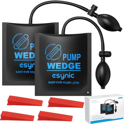 eSynic Air Wedge Up Bag Popular 2pcs Air Wedge Pump Up Bags Pump Tools Car for Door Window Installation and Car Repair with 4 Plastic Wedges