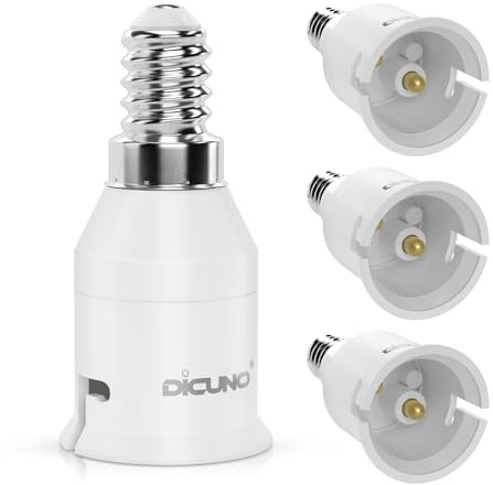 DiCUNO 4-Pack E14 a B22 Socket Converter Socket Adapter Adattatore di base per lampada di alta qualità per lampadine a LED, incandescenza e CFL