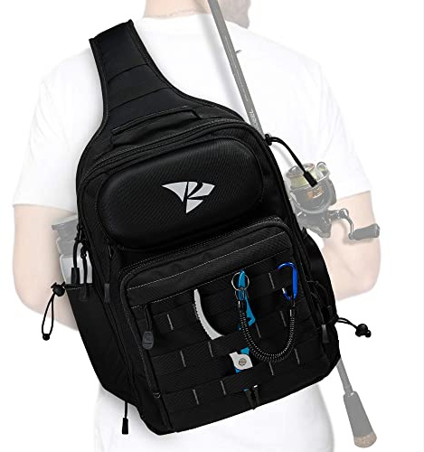 Rodeel Fishing Tackle Sling Shlouder Backpack,Cross Body Sling Bag Without Tackle Box for Fly Fishing, Outdoor Sports, Camping and Hiking