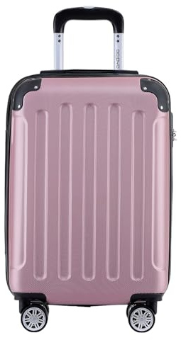 BEIBYE- Hartschalenkoffer Koffer Trolley Rollkoffer Reisekoffer Zahlenschloß 4 Zwilings-Rollen (Princess-pink, Small-55cm)