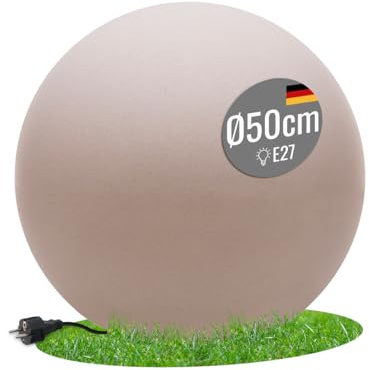 8 seasons design LED Kugelleuchte 50 cm Shining Globe (sand), E27, Leuchtmittel warmweiß – wetterfest – große Kugellampe für außen (Garten, Terrasse, Balkon) und innen – robust & langlebig