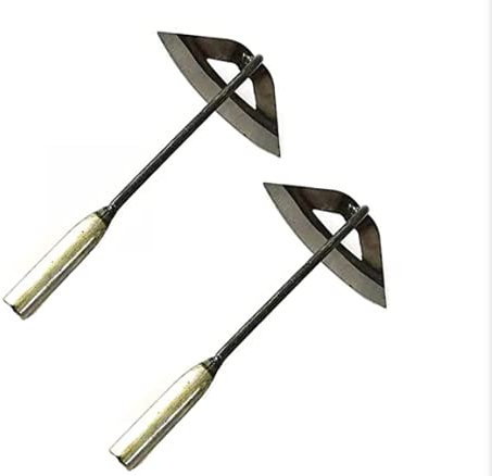 Azada hueca endurecida de acero de mano afilada y duradera regalo de jardinería jardín trasero deshierbe siembra de suelo suelto rastrillo de deshierbe de mano para plantar hortalizas (2 piezas)