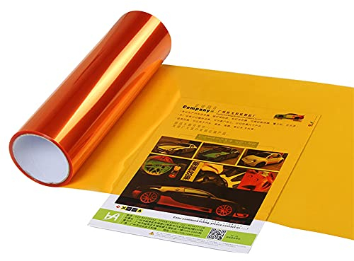ihreesy Autolichtfolie,100cm x 30cm Autolicht Scheinwerfer Folie Tönungsfolie Wasserdichte Folie Auto Nebelscheinwerfer Vinylfolie Getönte PVC Rückleuchten Folie,Orange