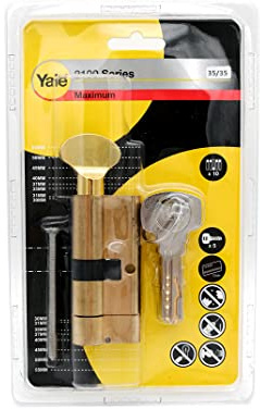 Yale 2100 Serie Euro Cilindro (brevettato) - Cacciavite per pollice - 35/35 - CK - Ottone lucidato - Confezione blister 1