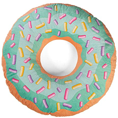 Ferocity Samt Kissen für das Kinderzimmer 40 cm Groß; Deko für Kinder Motiv Bunter Donut [091]