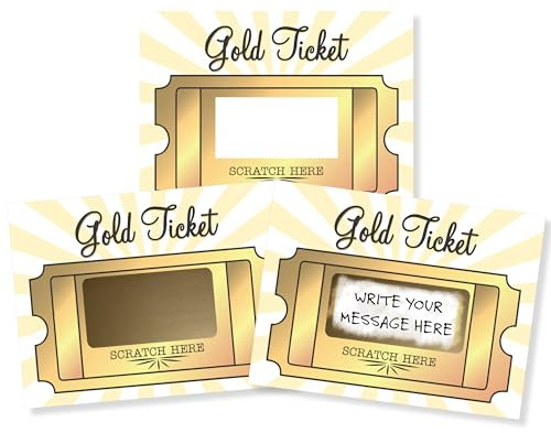 My Scratch Offs - 20 Pack Golden Ticket DIY Make Your Own Scratch Off Tickets & Stickers for Small Business, Prizes, Games, Promotion, Party Favors and Note Cards - 3x4