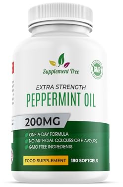 Peppermint Oil Capsule Softgels - 200mg High Strength 180 Softgels (6 Months Supply) - Natural Oil of Peppermint Supplement - UK Manufactured, Non-GMO