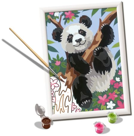 Ravensburger - CreArt Serie D, Panda, Pintura por Numeros, Kit de Pintura para Niños, Juego Educativo para Niños de 9+ Años, 26x20 cm