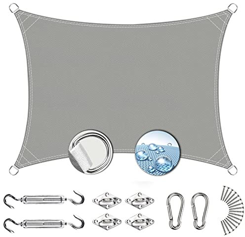 Linmssd Vela Ombreggiante 2.5x4.5m, Tenda a Vela Giardino, con Protezione UV con Kit di Fissaggio Professionale per Terrazza Campeggio Giardino Esterno - Grigio Chiaro
