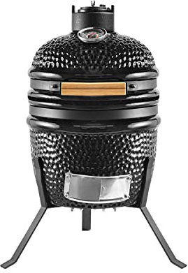 wowsubli 13 inch BBQ Gril Smoker Kamado Charcoal Grill Ceramic Egg BBQ Grills for Variations for Outdoor Picnic on Tabletop Cooking (Black)