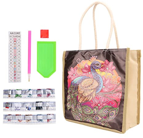 DIY Diamond Painting Tote Bag Canvas Tote Bag With Diamond Rhinestone Painting Canvas Shopping Bag för Shopping Daglig Organisation Strass Diamond Art Handväska