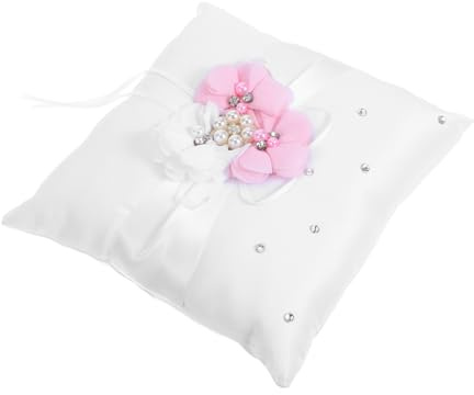STOBOK Ringkissen Für Hochzeit Verziert Mit Perlen Und Blumen Ringträgerkissen Für Trauung Kompakte Mit Rückengurt Weiche Textur