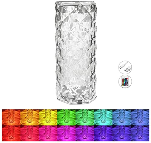 HADAVAKA Rose Crystal Diamond Table Lamp, 16 Colors Changing RGB Touch, Acrylic Table With Remote Control, Usb Chargeable, For Bedroom Living Room, Kids Room, Dating Restaurant (16 colours)