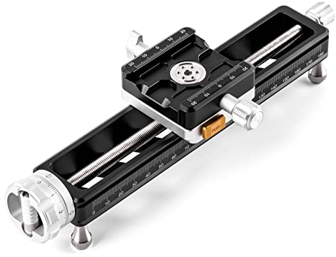 NiSi NM200S Makro Fokussierschiene - 360° Rotierbar Stabiler Makroschlitten/Makro Einstellschlitten/Macro Focusing Rail für Makrofotografie