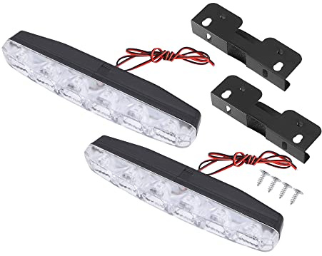 X AUTOHAUX Car Daytime Running Light Bar White 6-LED Light Plastic (Set of 2)