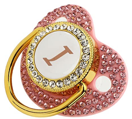 Goldener Baby-Schnuller, Personalisiertes Schnuller Schnullerclip-Set, A-Z 26 Buchstaben-Schnuller Bling Schnuller für Neugeborene, Silikon für Babys Im Alter von 6 Bis 18 Monaten (Buchstabe I)