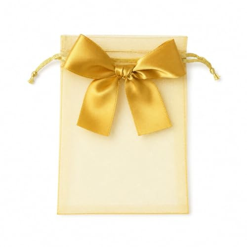 Yurosiay 30 Stück Organzasäckchen Bunt Organzabeutel Mit Satin Schleifen Organzasäckchen Mit Kordelzug Geschenksäckchen Organza Schmuckbeutel Organza Organzabeutel Hochzeit Gold 11×16cm | Mit Fest Vernähter Dekorativer Schleife, Sorgt für eine Elegante Geschenkoptik ohne Aufwand
