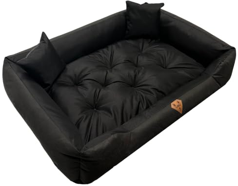 Dogs4Life Hundebett mittel & große Hunde L | Orthopädisch & Gelenkschonend | Hundesofa | Hundekissen | Waschbar | Outdoor & Wasserabweisend | Robust & Formstabil | L 115x95cm Schwarz