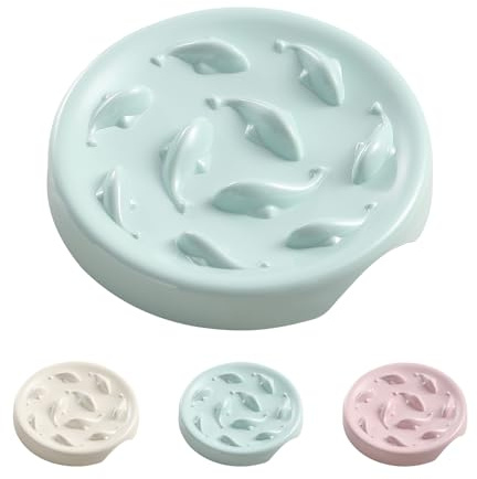 Comedero Antivoracidad para Gato - Cuenco de Melamina con Fondo Antideslizante y Diseño de Laberinto - Antivómitos e Interactivo - Plato para Gatos Pequeños - Verde