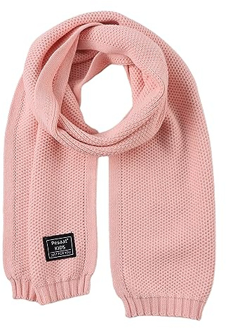 Pesaat Sciarpa invernale per bambini Sciarpa a maglia 100% cotone Caldo Lungo Foulard Ragazze Ragazzi Morbido Bella Sciarpe, Rosa pallido, Taglia unica