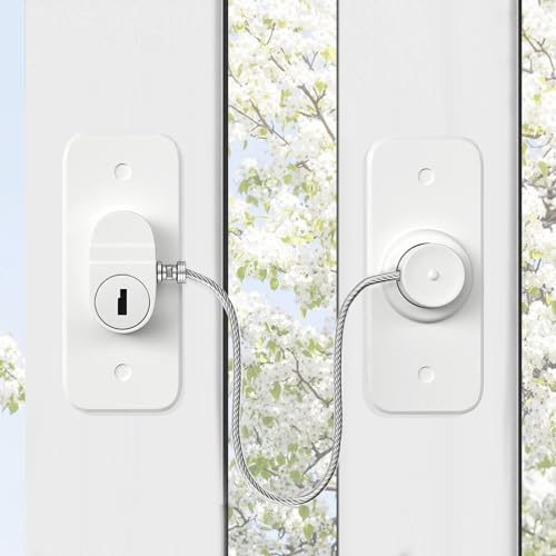 Window Locks for UPVC Windows, 2 Packs Window Safety Locks No Drilling Window Restrictor for UPVC, Window Locks Child Safety with Key, Pet Child Locks Refrigerator Lock for Childproof