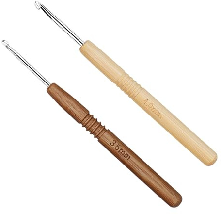 Ryaupy 4mm&3,5mm Häkelnadeln, Holzgriff Häkelnadel-Set, Häkelnadel-Set für Anfänger, ergonomische Holzgriffe zum Häkeln mit Maschenmarkierern für Anfänger DIY