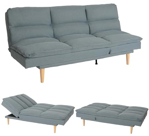 Mendler Schlafsofa HWC-M79 180x110cm Stoff/Textil - blau-grau | Gästebett, Schlafcouch, Couch, Sofa, Schlaffunktion, Liegefläche