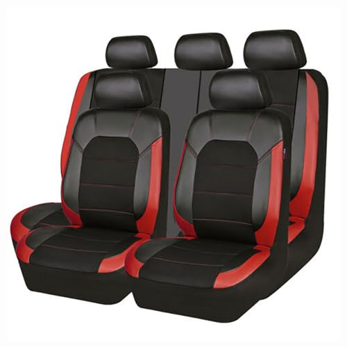 ZONEWD 9 Piezas Fundas Asientos Coche para Dacia Dokker/Duster/Duster Van/Jogger Extreme/Lodgy 2000-2023 2024, Juegos De Cubreasientos Delanteros Y Traseros Cuero Coche Accesorios,Red